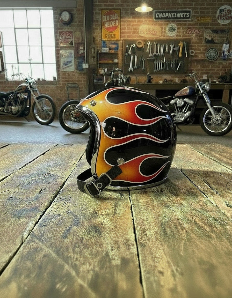 Retro Helmet - Classic Flames