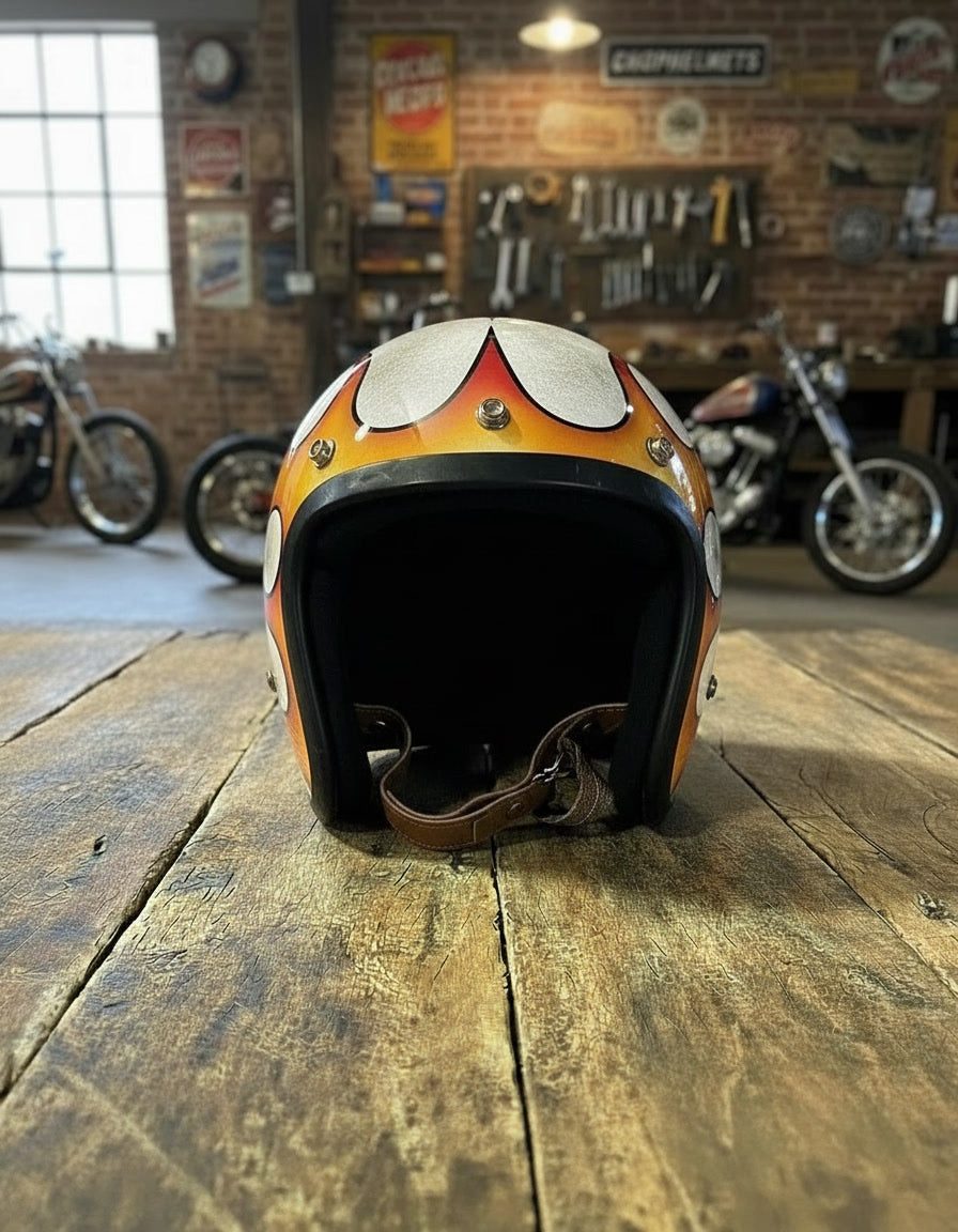 Retro Helmet - Rust & Fire