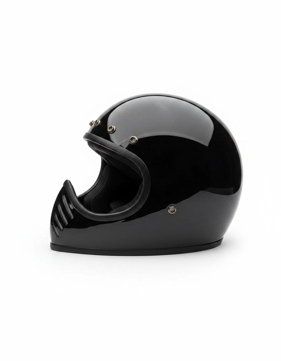 Retro Helmet Shield - Gloss Black