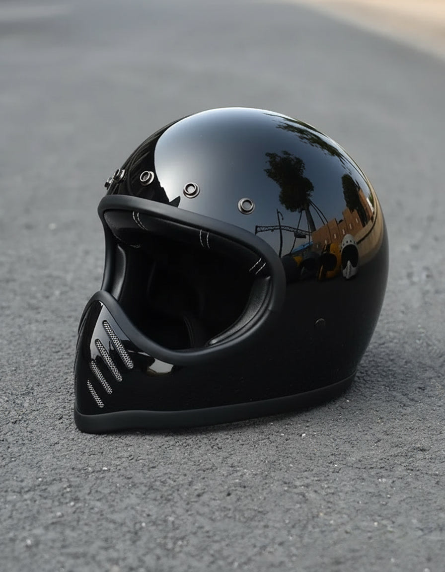 Retro Helmet Shield - Gloss Black