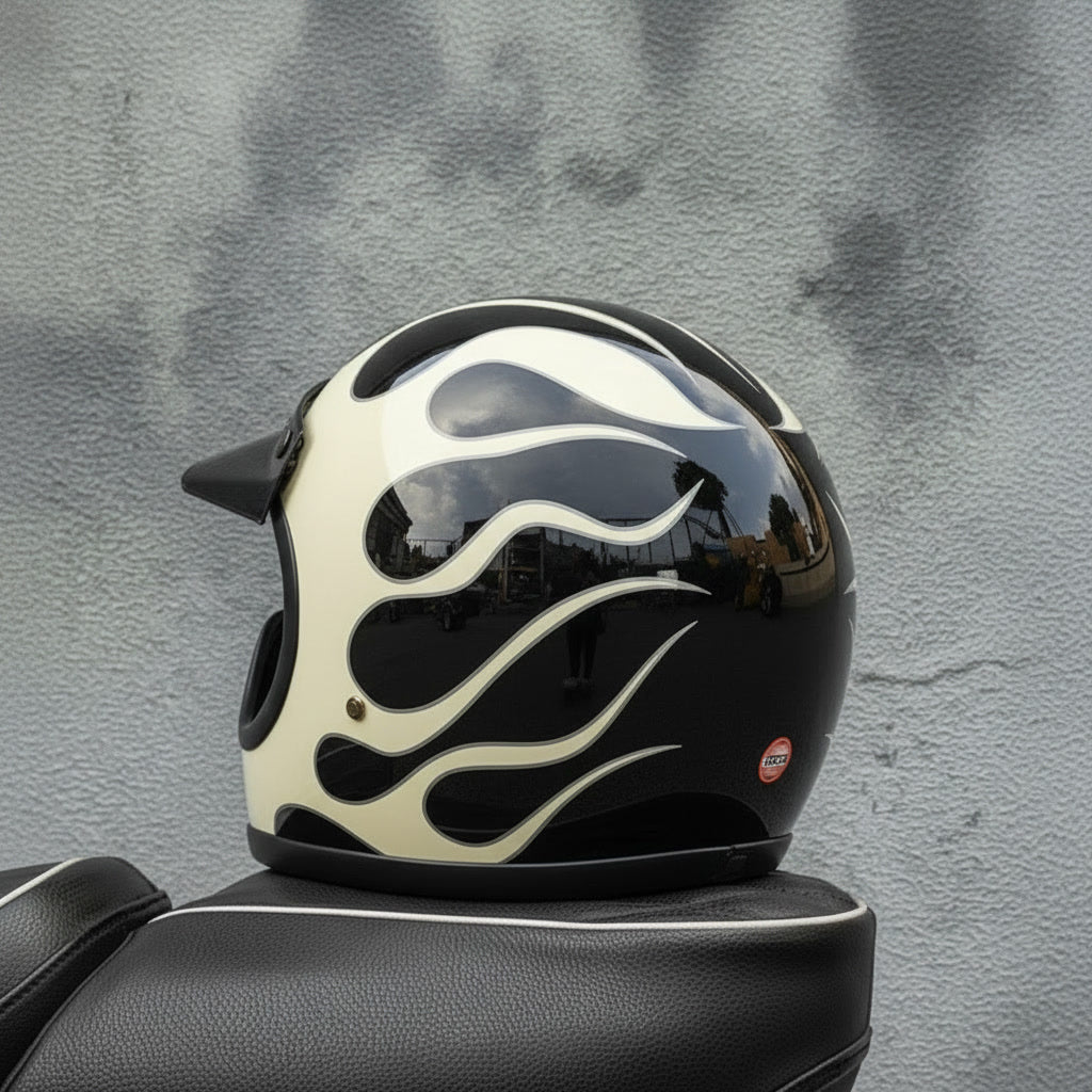 Retro Helmet Shield - Hellfire