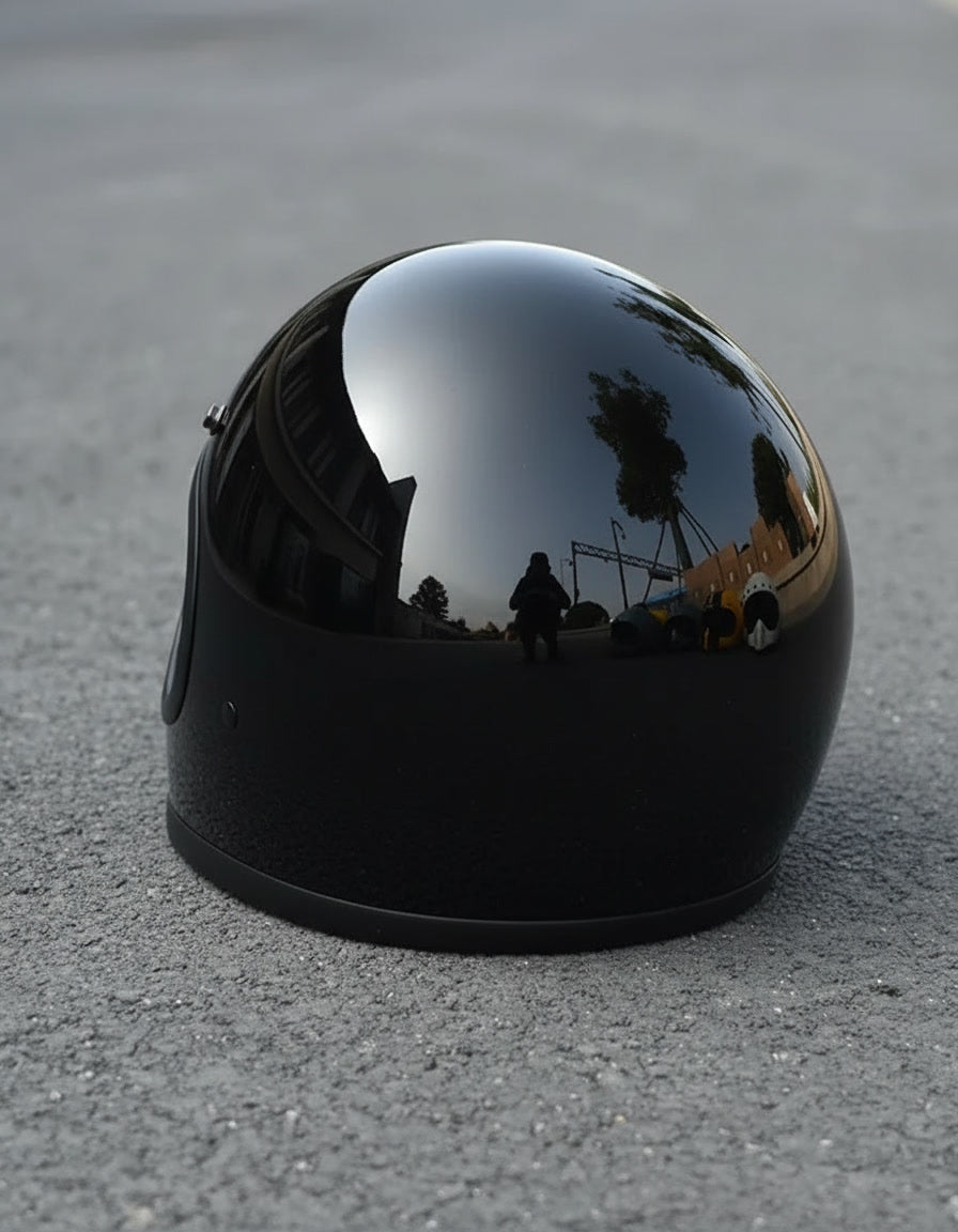 Retro Helmet Shield - Gloss Black