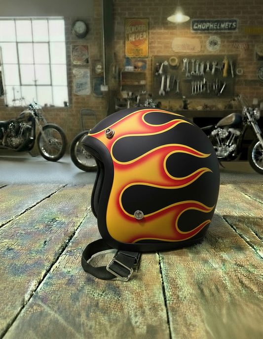 Retro Helmet - Matte Flames