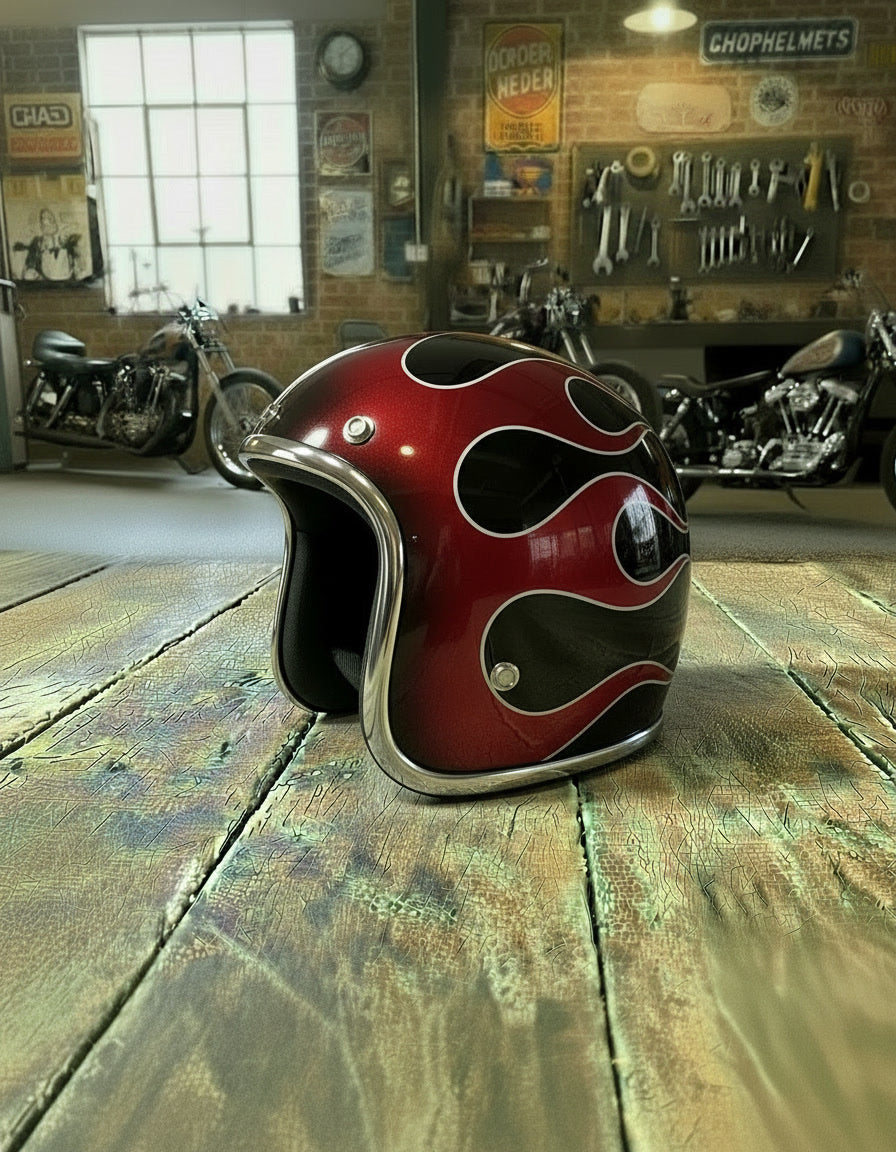 Retro Helmet - Red Abyss Blk