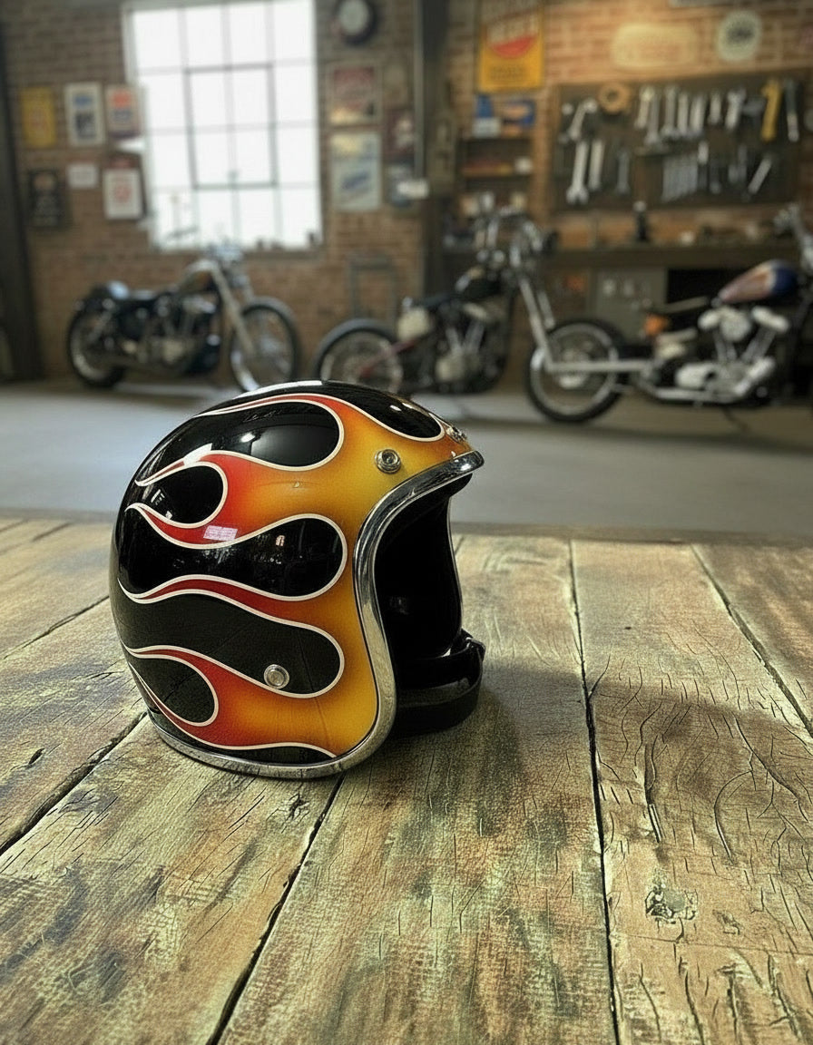 Retro Helmet - Classic Flames