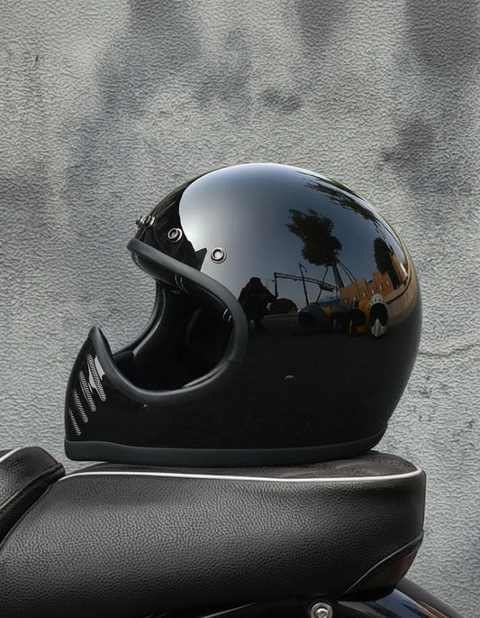 Retro Helmet Shield - Gloss Black