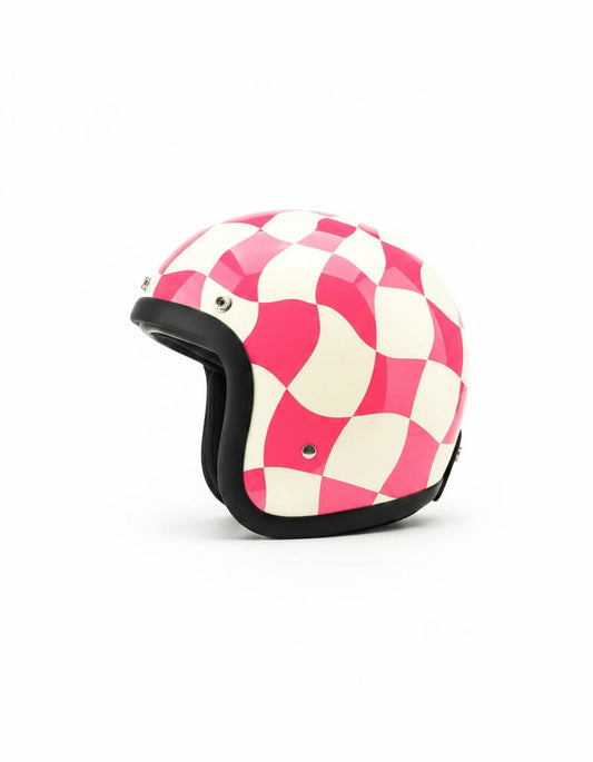 Retro Helmet - Chess pink